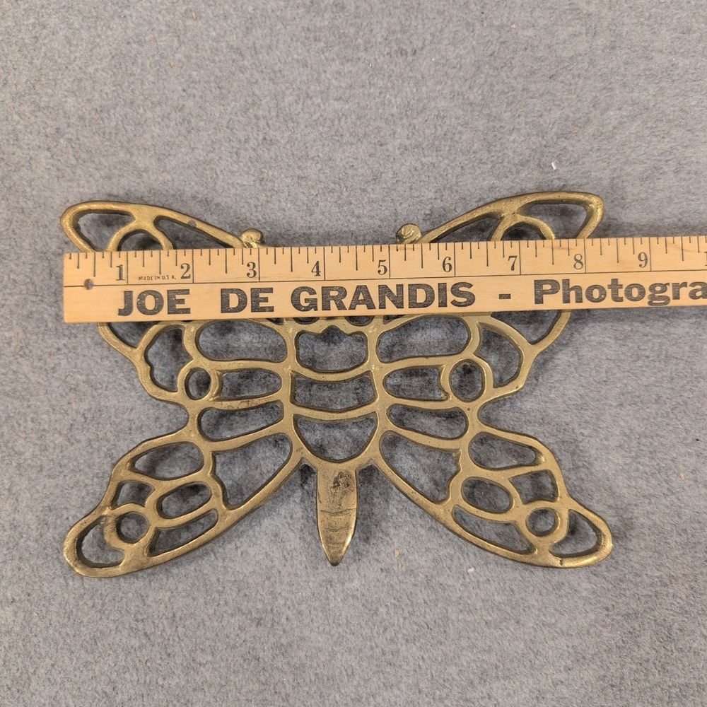 Vintage Solid Brass Butterfly Trivet Decorative Wall Hanging‎ Gold Tone NA311 - Picture 5 of 5